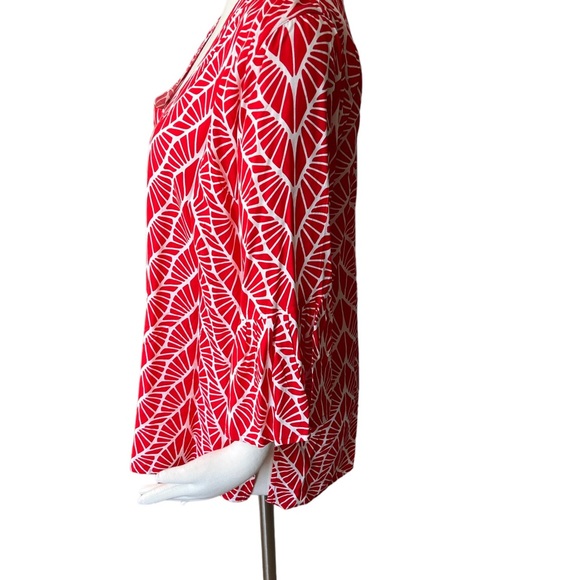 Escapada Red and White Relaxed Fit Top Size Large - Picture 3 of 7